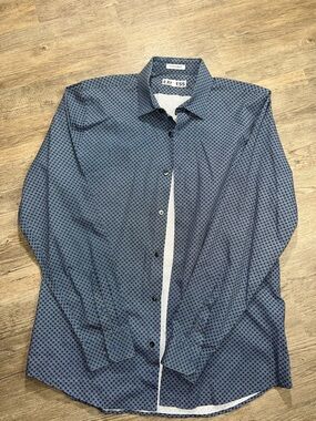 Express Navy Blue Microdot Dress Shirt